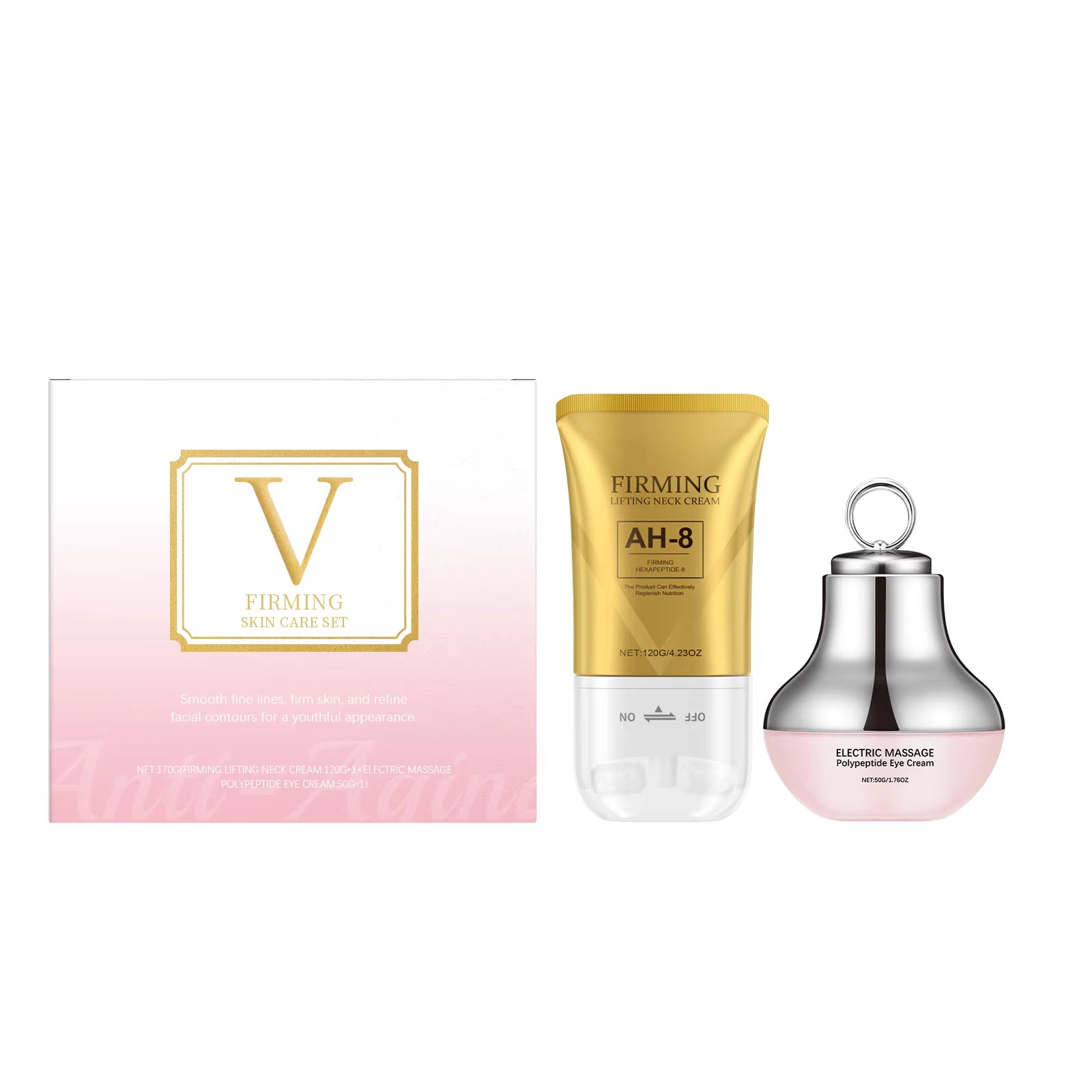 AH-8 Firming Neck Cream Moisturizer anti Aging Smoothing Wrinkles Electric Massage Polypeptide Eye Cream Eye & Neck Skincare Set