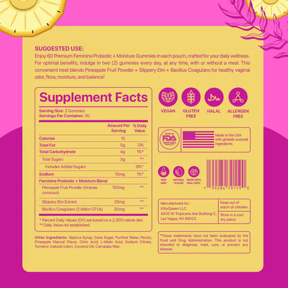 Women'S Probiotic Gummies Feminine Balance Gummies Pineapple Probiotics for Woman Vaginal Health, Yeast Ph Balance&Odor Control